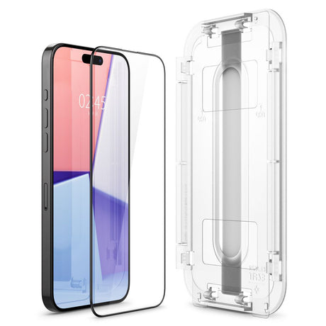 Folie de protectie Spigen (set de 2) Glas.tR EZ-FIT (AGL06893) compatibil cu iPhone 15 Pro, Negru