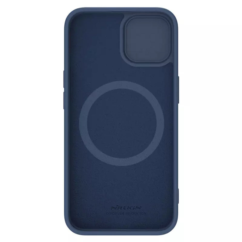 Husa de protectie Nillkin CamShield Silky MagSafe Silicone compatibil cu iPhone 15 Plus, Albastru Inchis