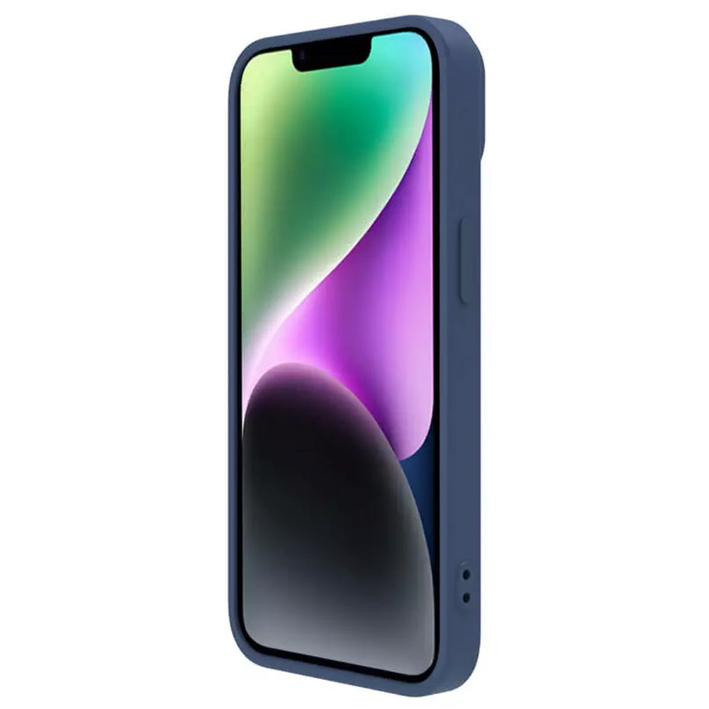 Husa de protectie Nillkin CamShield Silky MagSafe Silicone compatibil cu iPhone 15 Plus, Albastru Inchis