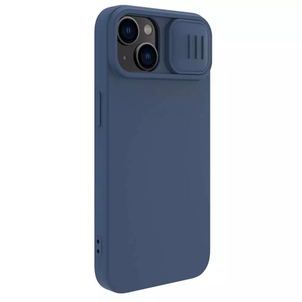 Husa de protectie Nillkin CamShield Silky MagSafe Silicone compatibil cu iPhone 15 Plus, Albastru Inchis