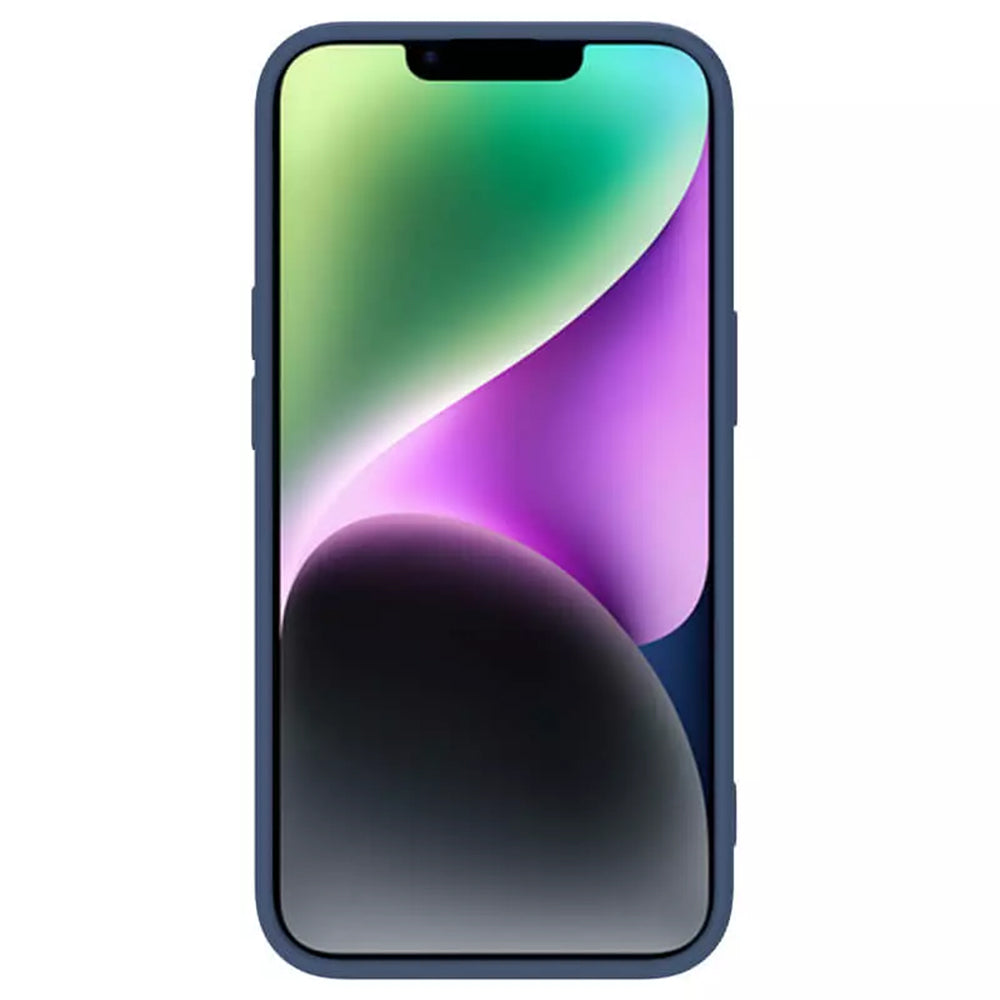 Husa de protectie Nillkin CamShield Silky MagSafe Silicone compatibil cu iPhone 15 Plus, Albastru Inchis