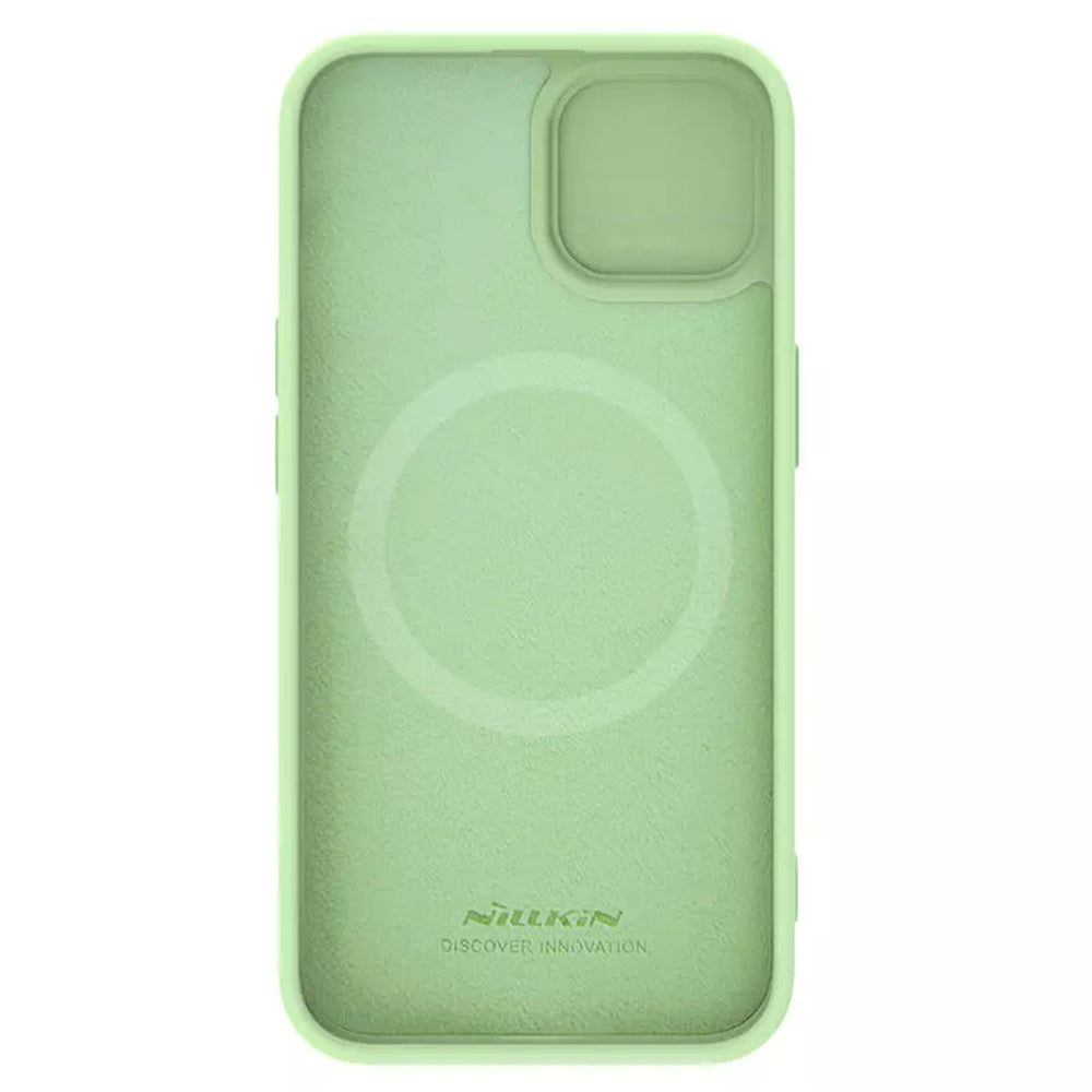 Husa de protectie Nillkin CamShield Silky MagSafe Silicone compatibil cu iPhone 15 Plus, Verde Menta