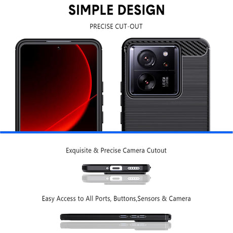 Husa de protectie Techsuit Carbon Silicone compatibil cu Xiaomi 13T / 13T Pro, Negru