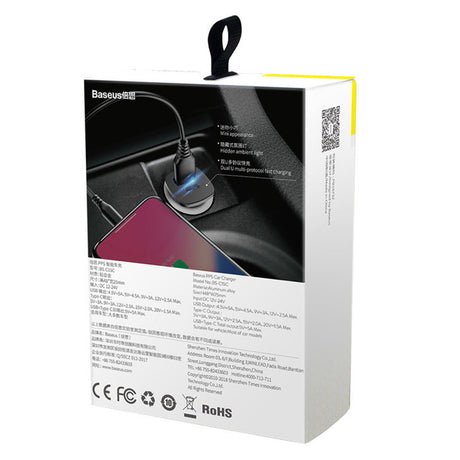 Incarcator Baseus Car Square (CCALL-AS01), USB Type-C, Quick Charge, 5A, Negru