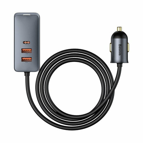 Incarcator Baseus Car Share Together (CCBT-A0G), Port Extension, 2x USB, 2x Type-C, Fast Charging, 120W, Gri