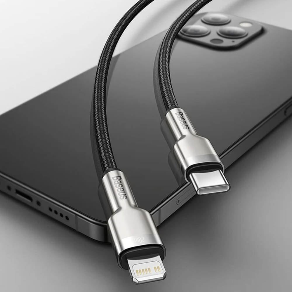 Cablu Baseus Cafule Series Metal (CATLJK-A01), Type-C to Lightning, PD20W, 1m, Negru