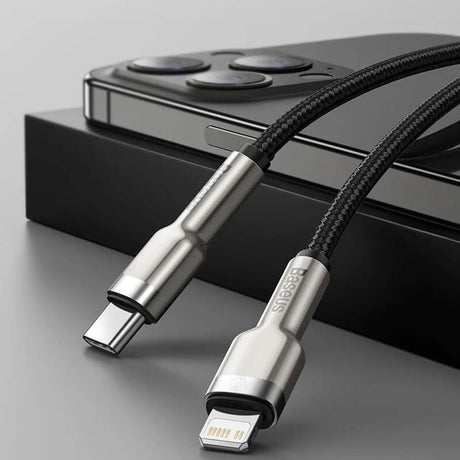 Cablu Baseus Cafule Series Metal (CATLJK-A01), Type-C to Lightning, PD20W, 1m, Negru