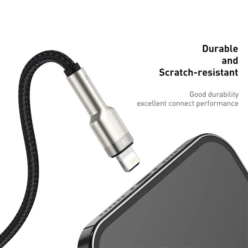 Cablu Baseus Cafule Series Metal (CALJK-A01), USB to Lightning, 2.4A, 480Mbps, 1m, Negru