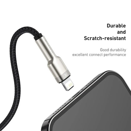 Cablu Baseus Cafule Series Metal (CALJK-A01), USB to Lightning, 2.4A, 480Mbps, 1m, Negru