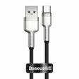 Cablu Baseus Cafule Series Metal (CAKF000001), USB to Type-C, Super Fast Charging, 66W, 6A, 25cm, Negru
