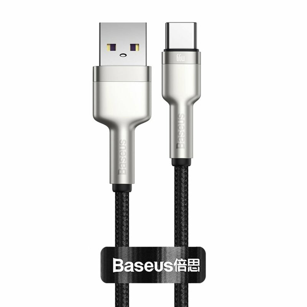 Cablu Baseus Cafule Series Metal (CAKF000001), USB to Type-C, Super Fast Charging, 66W, 6A, 25cm, Negru