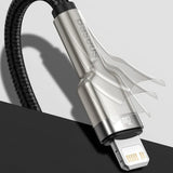 Cablu Baseus Cafule Series Metal (CALJK-01), USB to Lightning, 2.4A, 480Mbps, 25cm, Negru