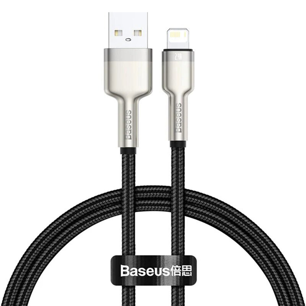 Cablu Baseus Cafule Series Metal (CALJK-01), USB to Lightning, 2.4A, 480Mbps, 25cm, Negru