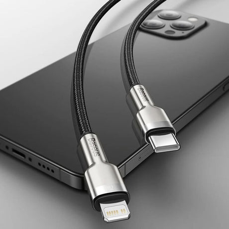Cablu Baseus Cafule Series Metal (CATLJK-01), Type-C to Lightning, 20W, 25cm, Negru