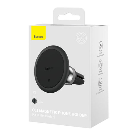 Suport Baseus C01 (C40140802113-00), 360° Magnetic, for Air Vent, Attached Cable Drop, Negru