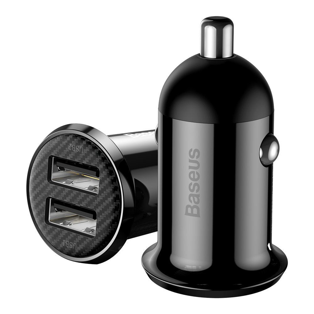 Incarcator Baseus Car (CCALLP-01), 2x USB, Mini Appearance, 4.8A, Negru