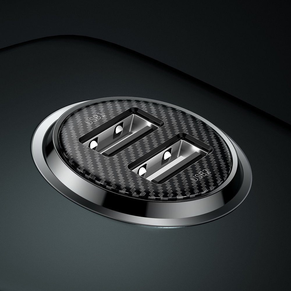 Incarcator Baseus Car (CCALLP-01), 2x USB, Mini Appearance, 4.8A, Negru