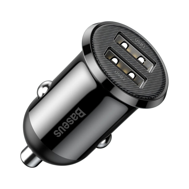Incarcator Baseus Car (CCALLP-01), 2x USB, Mini Appearance, 4.8A, Negru