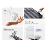 Gadget Baseus Air Pump PocketGo (C11157700221-00), Portable, Rechargeable, Multifunctional, LED Light, 230l/min, 3.5kPa, Alb