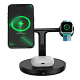 Incarcator Baseus Wireless Charging Station Swan (WXTE000101), MagSafe, for iPhone, iWatch, AirPods, with Cable Type-C, 1m, Negru