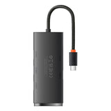 Hub Baseus Lite Series (WKQX030301), Type-C la 4x USB 3.0, 0.25m, Negru