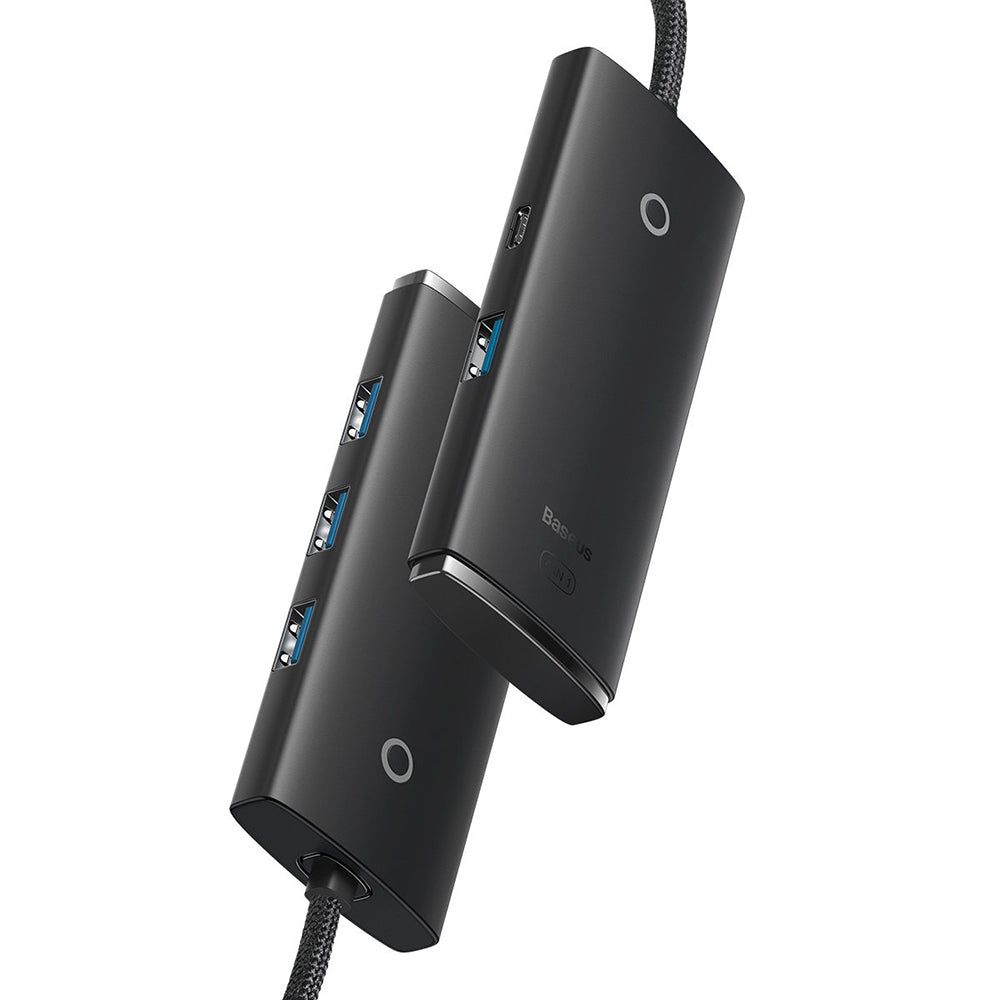 Hub/Dock Baseus Hub Adapter Lite Series (WKQX030401), USB-C to 4x USB 3.0, Type-C, 1m, Negru