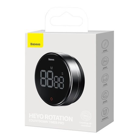 Gadget Baseus Heyo Rotation Countdown Timer Pro (FMDS000013), LED Display, Magnetic, HD Quality, 90dB, Gri Inchis