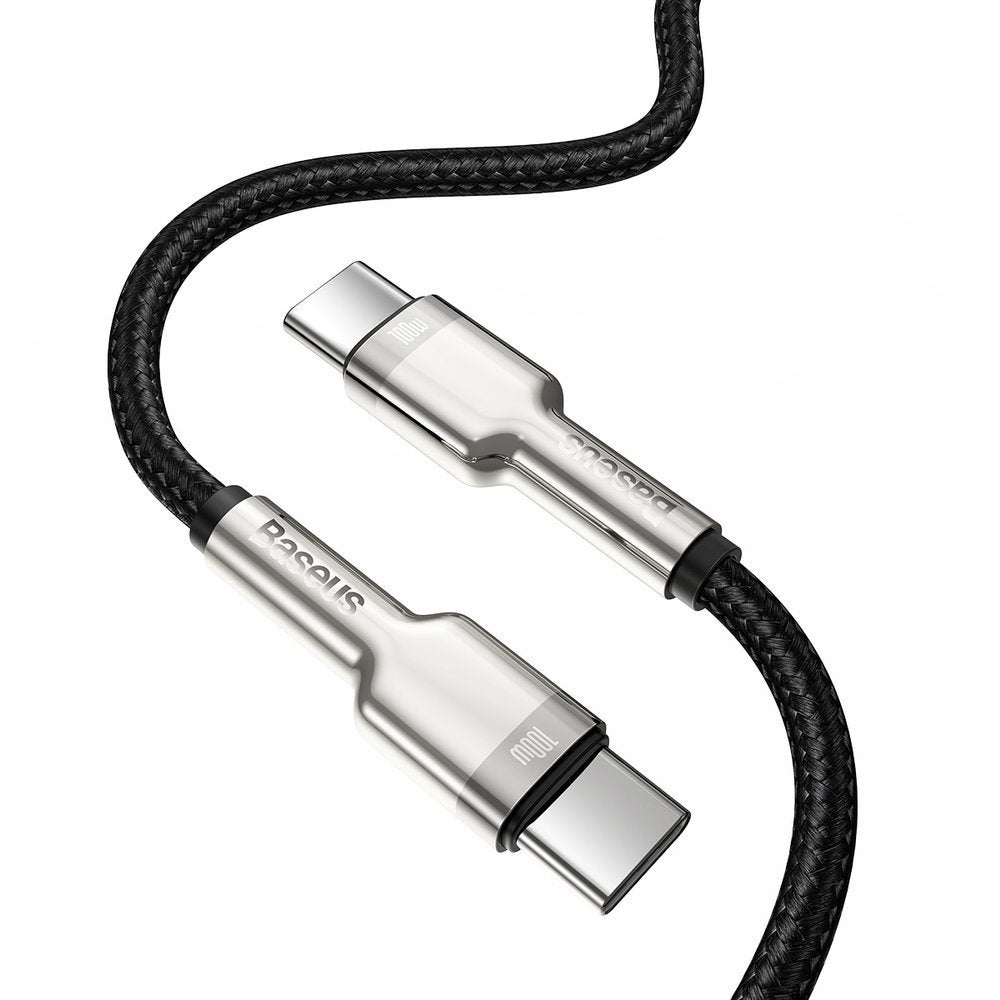 Cablu Baseus Cafule Series Metal (CATJK-C01), Type-C to Type-C, Super Fast Charge, 100W, 480Mbps, 20V, 5A, 1m, Negru