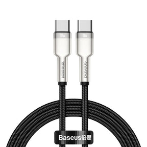Cablu Baseus Cafule Series Metal (CATJK-C01), Type-C to Type-C, Super Fast Charge, 100W, 480Mbps, 20V, 5A, 1m, Negru