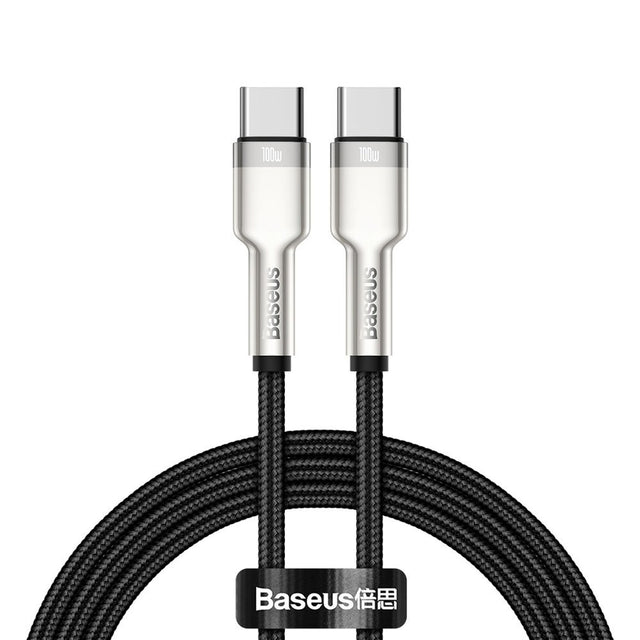 Cablu Baseus Cafule Series Metal (CATJK-C01), Type-C to Type-C, Super Fast Charge, 100W, 480Mbps, 20V, 5A, 1m, Negru