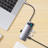 Hub/Dock Baseus Docking Station Metal Gleam Series (WKWG070013), 4in1 Multifunctional Hub, Type-C to 4 x USB 3.0, Type-C, Gri