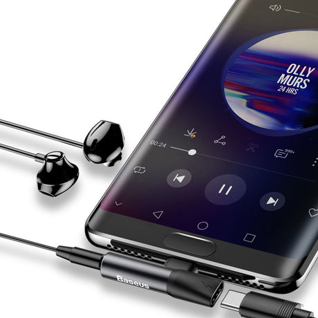 Adaptor Baseus Audio Adapter L41 (CATL41-01/A10229300117-Z1), Type-C to Type-C, Jack 3.5 mm, Negru