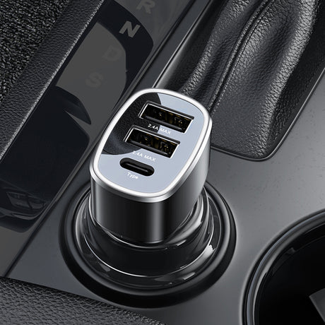 Incarcator Yesido Car (Y47), Dual USB, Type-C, Fast Charging, 49W, Aluminum Alloy, Negru