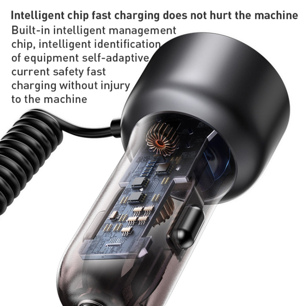 Incarcator Yesido Car (Y58), USB, Type-C, with Cable Lightning, Type-C, Fast Charging, 60W, 120cm, Gri