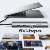 Hub/Dock Ugreen Docking Station CM498 (15601), USB-C to Type-C, 3x USB, HDMI, RJ45, Jack 3.5mm, VGA, TF, SD Card, Gri