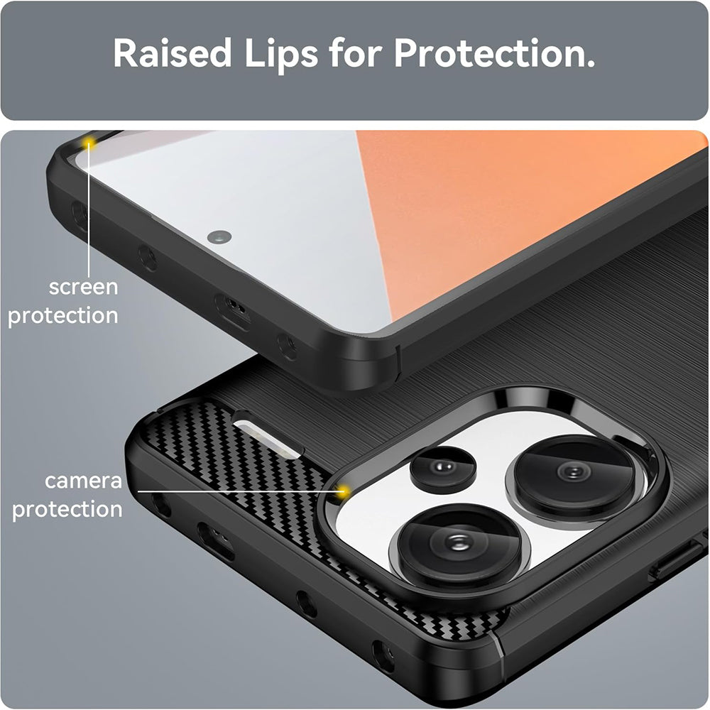 Husa de protectie Techsuit Carbon Silicone compatibil cu Xiaomi Redmi Note 13 Pro+ 5G, Negru