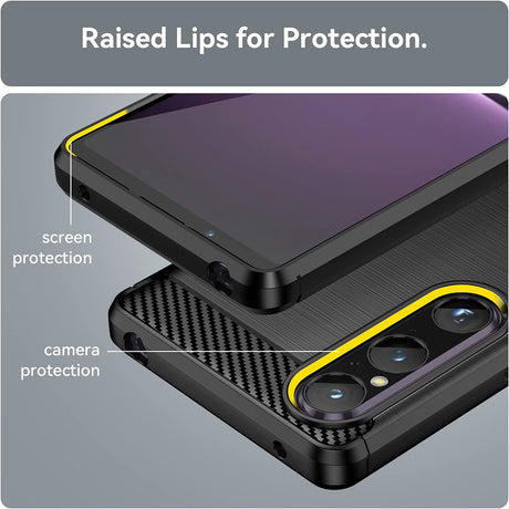 Techsuit Carbon Silicone husă neagră pentru Sony Xperia 1 V