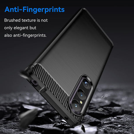 Techsuit Carbon Silicone husă neagră pentru Sony Xperia 1 V