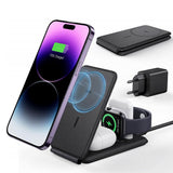 Incarcator ESR Premium 3in1 Travel Wireless Charging Set (2C569A), for iPhone, MFi Apple Watch, AirPods, Qi2 15W, Negru