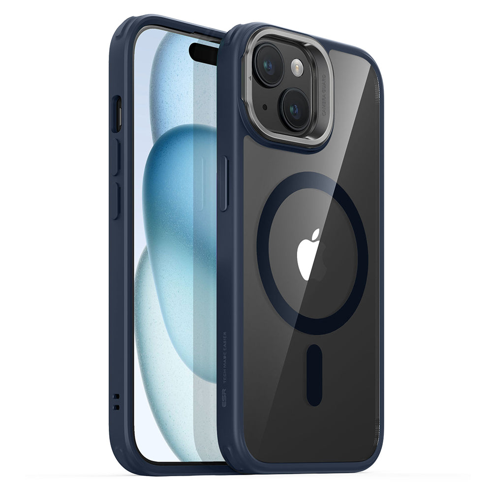 Husa de protectie ESR Classic Hybrid HaloLock Kickstand compatibil cu iPhone 15 Plus, Transparent Dark Blue
