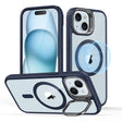 Husa de protectie ESR Classic Hybrid HaloLock Kickstand compatibil cu iPhone 15 Plus, Transparent Dark Blue