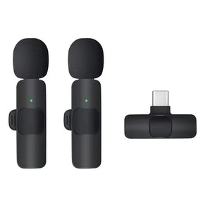 Casti Techsuit (set de 2) Lavalier Wireless XtreamMic (LW2), with Receiver, Type-C Connector, for Phones Plug & Play, Collar Clip, Negru