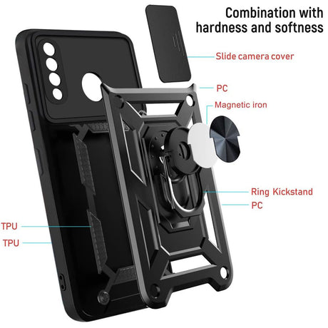 Techsuit CamShield Series fekete tok Huawei P30 Lite készülékhez