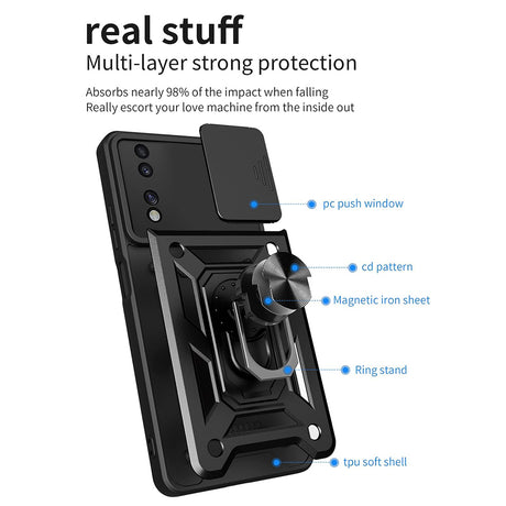 Husă de protecție Techsuit CamShield Series neagră pentru Honor 70