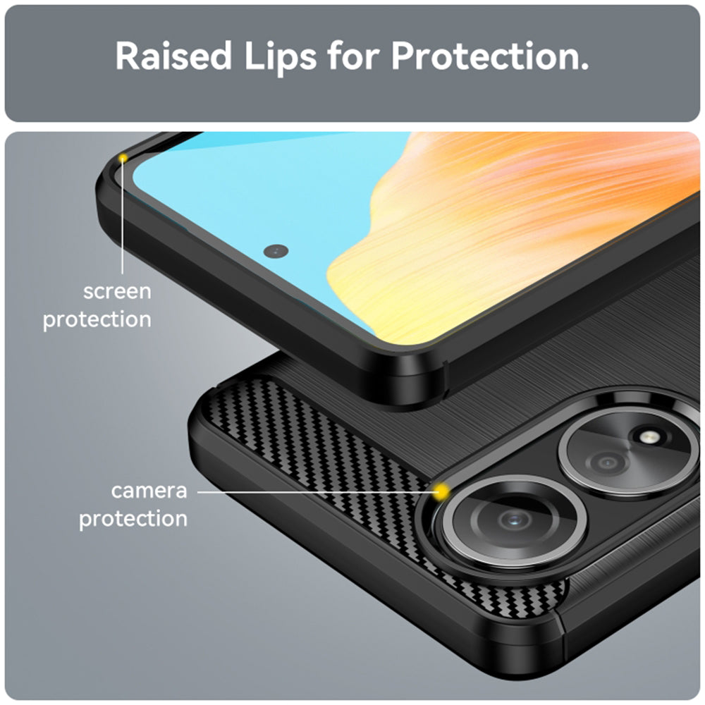 Husa de protectie Techsuit Carbon Silicone compatibil cu Oppo A58 4G, Negru