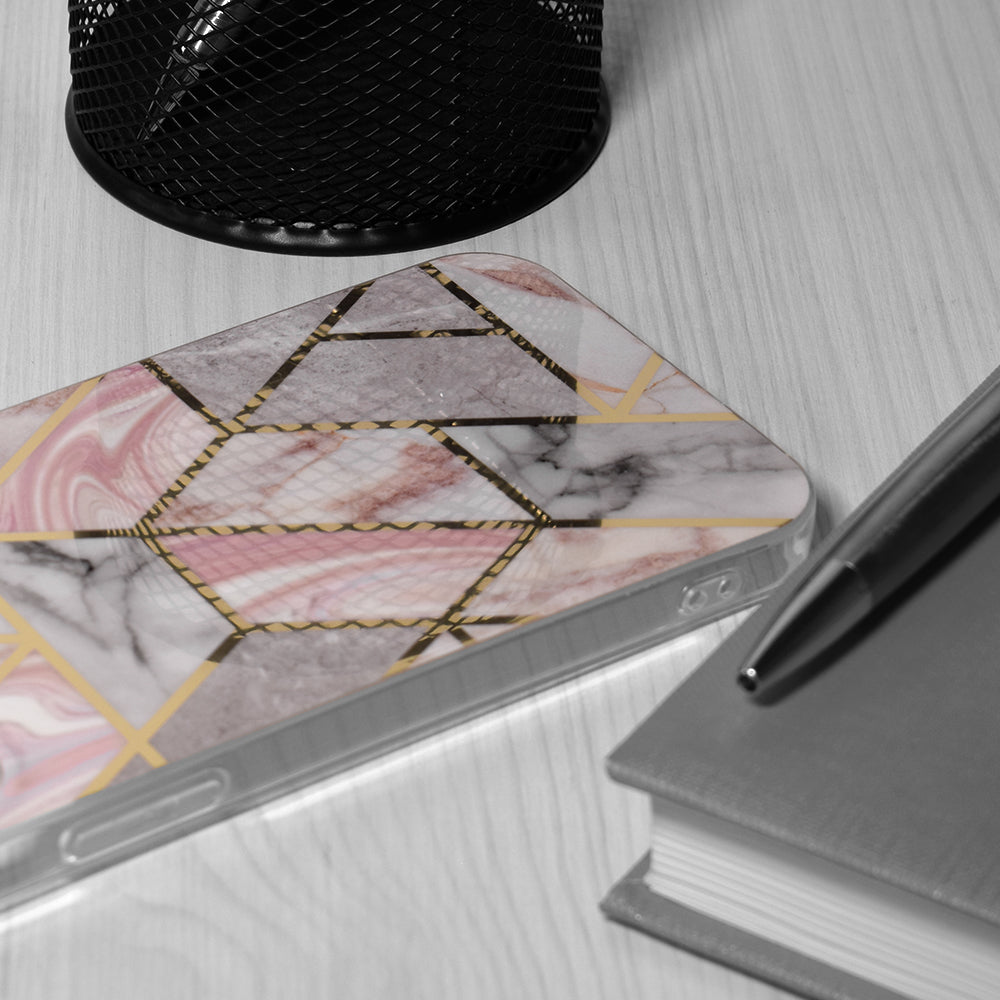 Husa de protectie Techsuit Marble Series compatibil cu Oppo A78 4G, Roz Hex