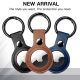 Suport Techsuit Secure Leather (SLH1), Apple AirTag Case, with Metal Ring, Negru