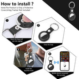 Suport Techsuit Secure Leather (SLH1), Apple AirTag Case, with Metal Ring, Negru