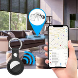 Suport Techsuit Secure Leather (SLH1), Apple AirTag Case, with Metal Ring, Negru
