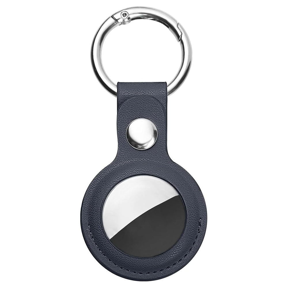 Suport Techsuit Secure Leather (SLH1), Apple AirTag Case, with Metal Ring, Albastru